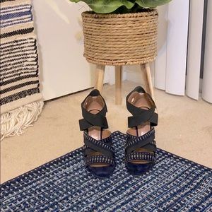 Alaia dark blue high heels shoes